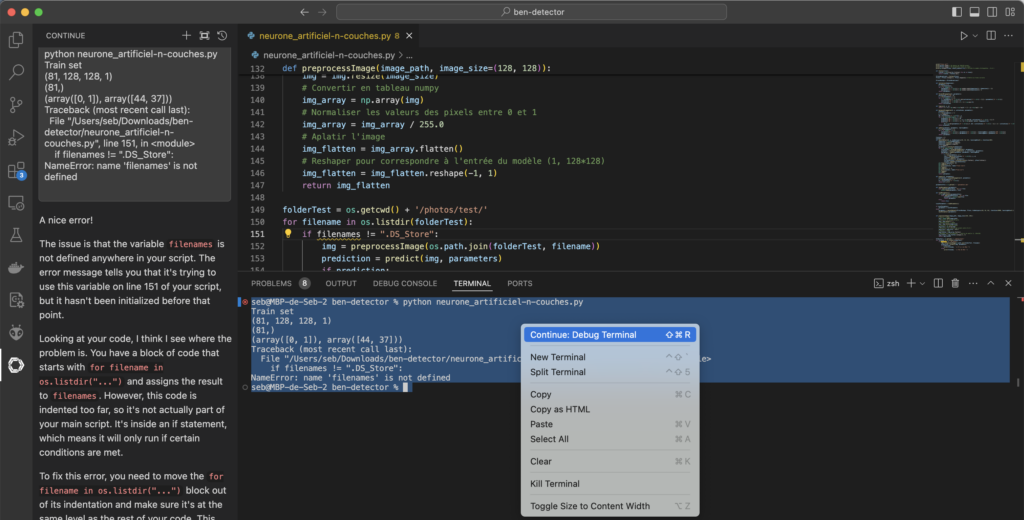 Aide au debuggage du terminal par LLM